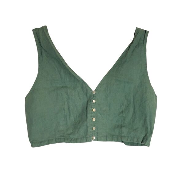 Madewell 100% Linen Gwen Crop Vest top size 8 boho in Sage Green festival neutra - Picture 4 of 10